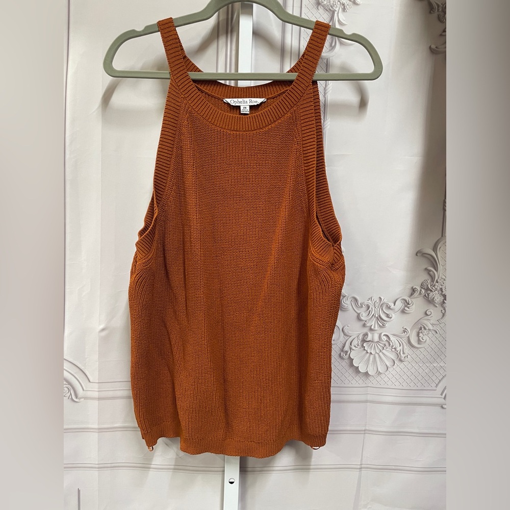 Ophelia Roe Halter Style Neck Rust Fall Boho 2x Sweater